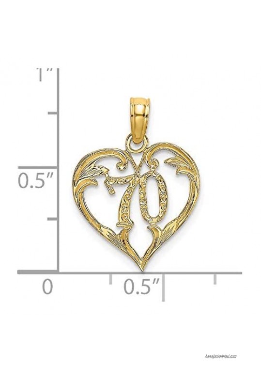 14k Yellow Gold 70 INSIDE HEART Charm (L- 18.5 mm W- 14 mm)