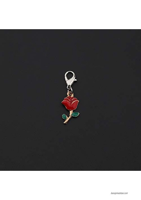 CHOORO Rose Clip on Charm Red Flower Clip on Charm Bridesmaid Wedding Gift Best Friends Sisters Gift