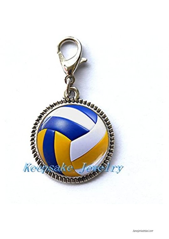 Cute Volleyball Zipper Pull Perfect for Necklaces  Bracelets  Keychain and Earrings Charm Volleyball Handmade Jewelry-nu215