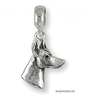 Doberman Pinscher Jewelry Sterling Silver Handmade Doberman Charm Slide This Charm Will Fit A Pandora¨ Slide Bracelet DB5-PNS
