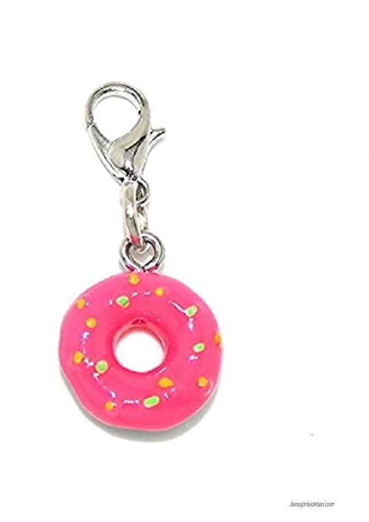 GemStorm Silver Plated Dangling Donut Clip On Lobster Clasp Charm