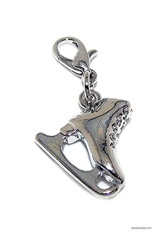 GemStorm Silver Plated Dangling Ice Skate Clip On Lobster Clasp Charm