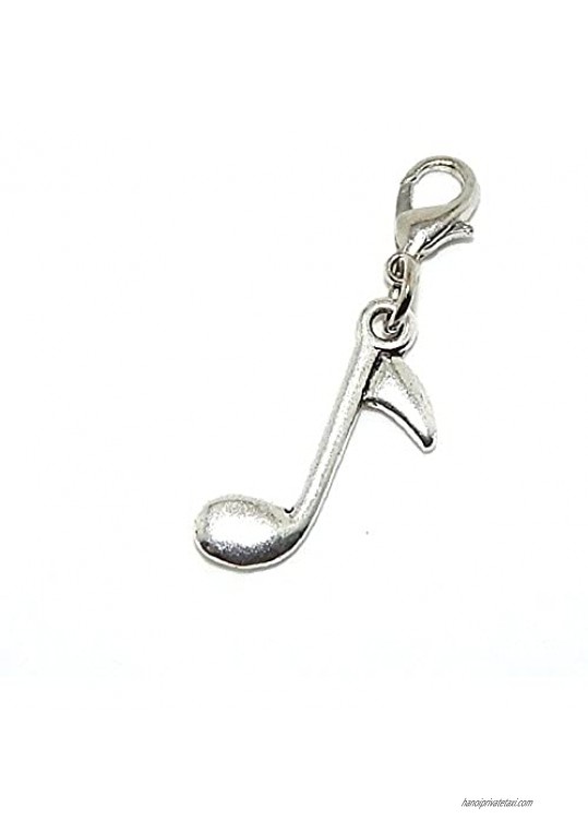 GemStorm Silver Plated Dangling Music Note Clip On Lobster Clasp Charm