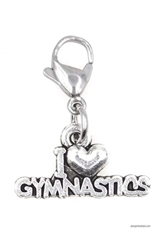 It's All About...You! I Love Gymnastics Stainless Steel Clasp Clip on Charm 79Ai
