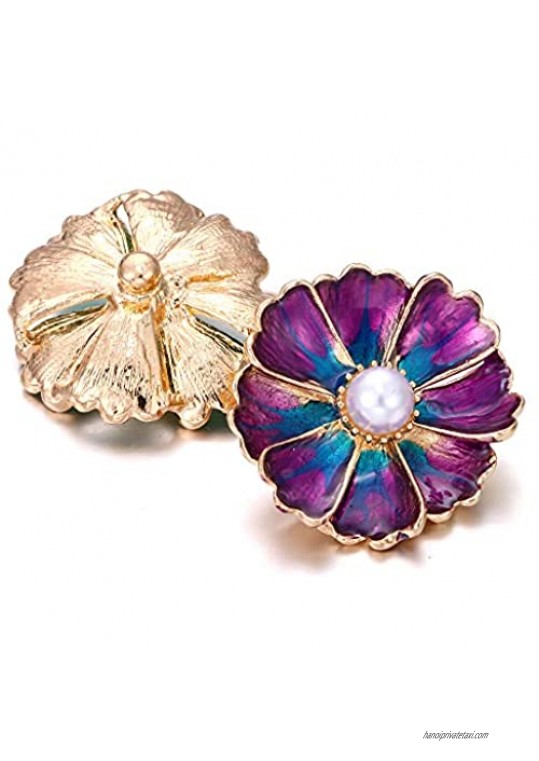 Lovglisten 4pcs Big Size Flower Shape with Enamel fit 18-20MM Snap Buttons Charm Jewelry (1)