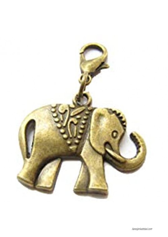 Lucky Elephant Clip-On Charm with Lobster Clasp-zipper pull Charm Bracelets Necklace Charm Purse Charm (#3)