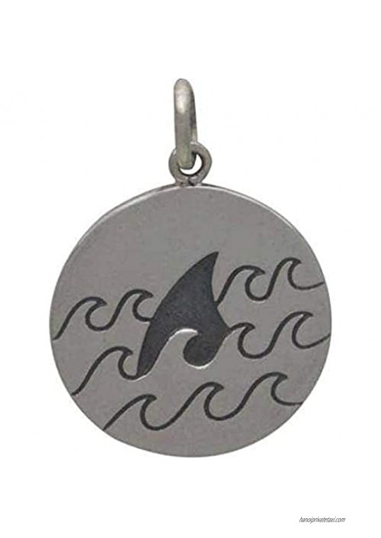 Shark-Fin-in-Waves Charm Sterling Silver 21x15mm - 1Pc (13142)/1