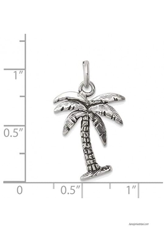 Solid Sterling Silver Antiqued Palm Tree Charm