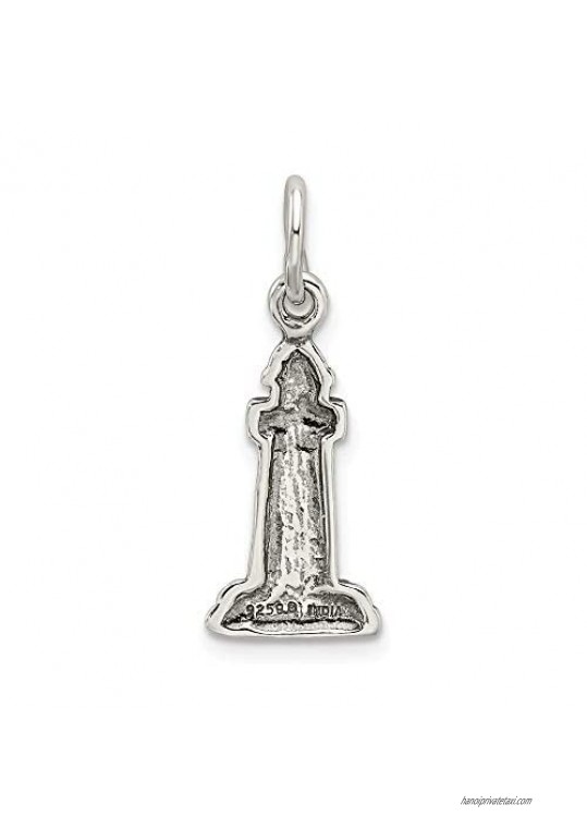 Sterling Silver Antiqued Lighthouse Charm (approximately 20 x 8 mm)