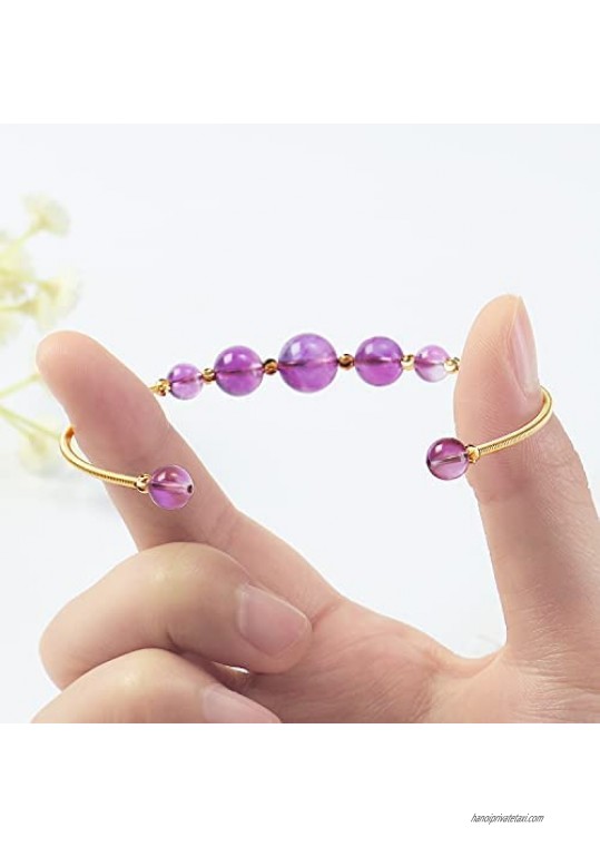 2-3 Pcs Reiki Healing Crystal Gemstone Beaded Bracelet Set 14K Gold Plated Cuff Bracelets for Women