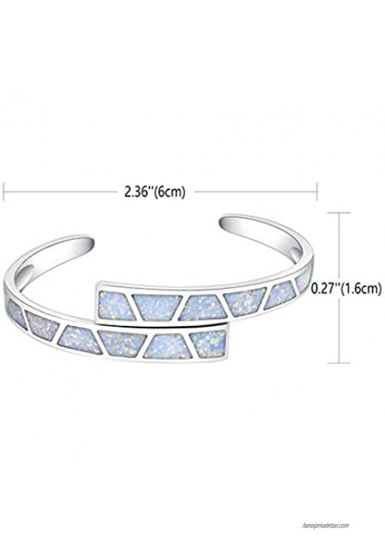 ALoveSoul Opal Bracelet - White Opal Jewelry for Women Birthstone Stitching Bracelets Gemstone Cuff Bracelet