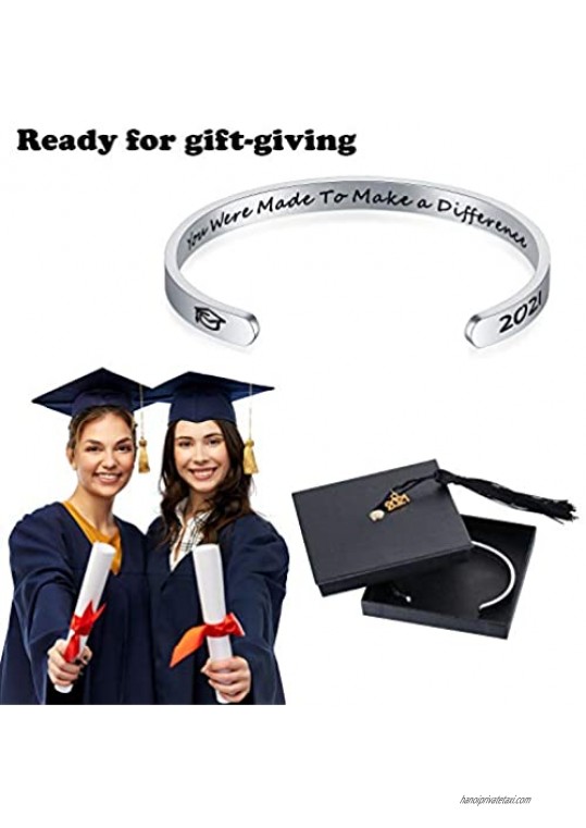 AryaHozel Graduation Gifts for Her 2021 Inspirational Bracelet for Women High School College Grad Presents Motivational Stainless Steel Jewelry Personalized Graduation Friendship Gifts for Women Girls