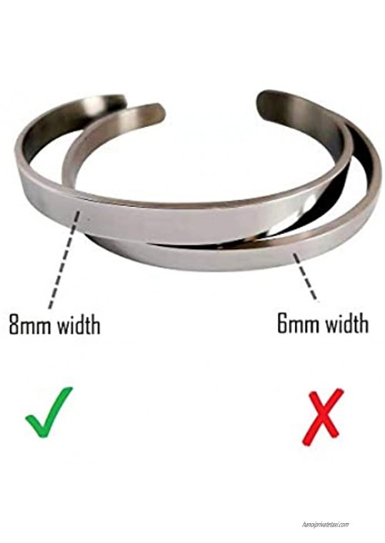 CatJoy 8MM Cuff Bracelets for Women Men Girls Boys Unisex Platform Stainless Steel Silvery