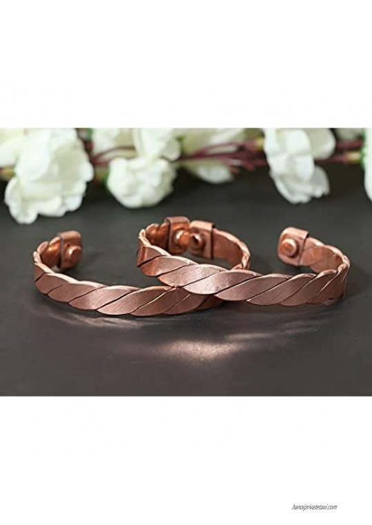 Crocon Exclusive Tibetan Copper Adjustable Magnetic Bangle Bracelets | Indian pattern | Spiritual | Meditation | Gorgeous Collection | Ideal Gift | Yoga Jewelry | Unisex