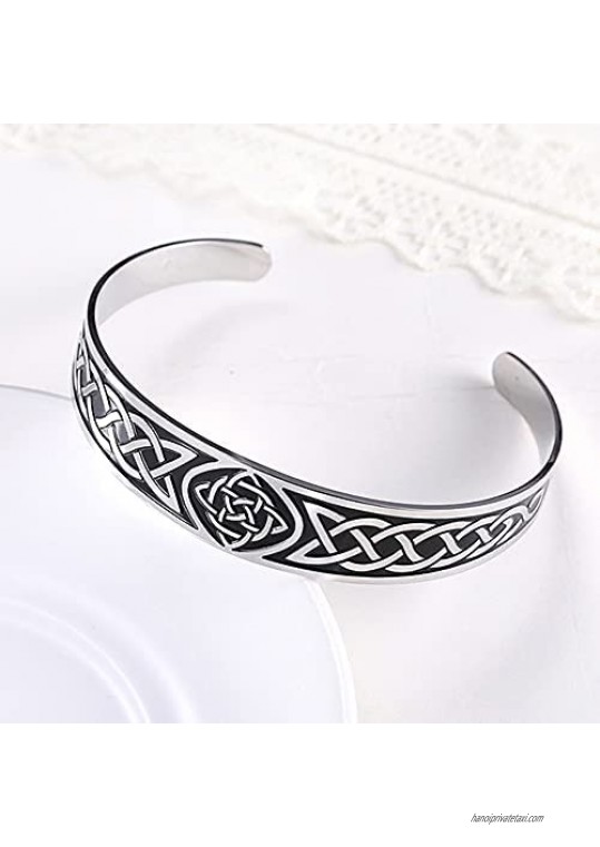 Dara Celtic Knot Bracelet - Viking Bracelet with Vintage Totem - Stainless Steel Nordic Bangle Adjustable
