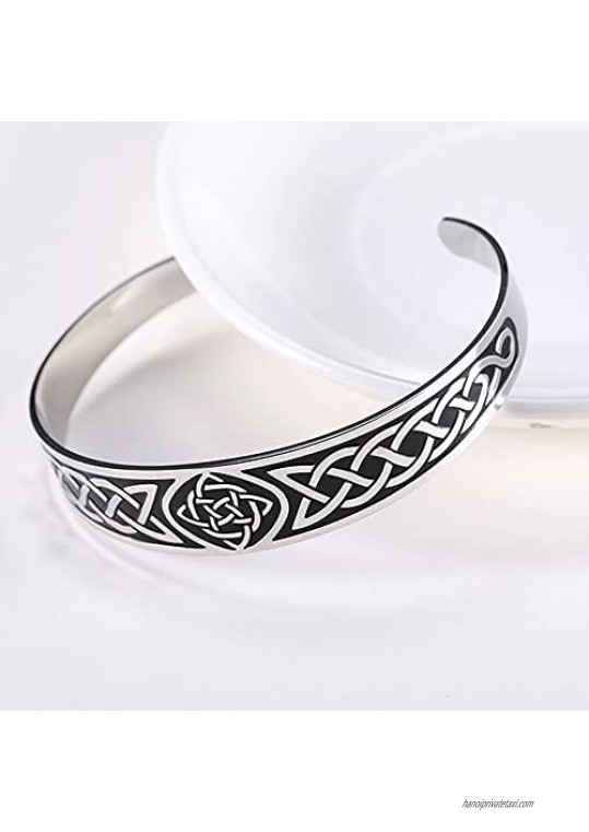 Dara Celtic Knot Bracelet - Viking Bracelet with Vintage Totem - Stainless Steel Nordic Bangle Adjustable