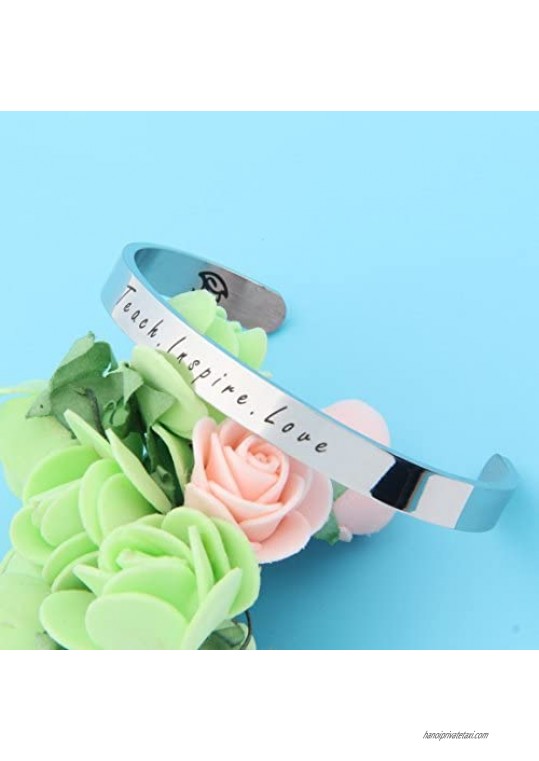 ENSIANTH Teacher Gift Teache Love Inspire Bracelet Cuff Bracelet Appreciation Gift