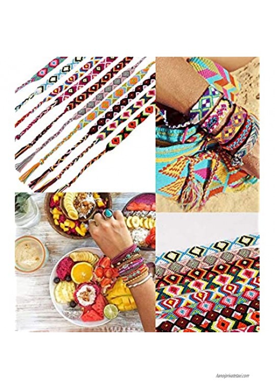 FIBO STEEL Friendship Bracelets for Men Women Handmade Boho Woven Strand Thread for Hair Ponytail