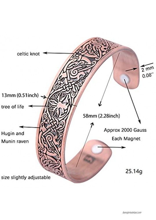 fishhook Viking Tree of Life Raven Talisman Magnetic Bangle Bracelet for Easing Fatigue