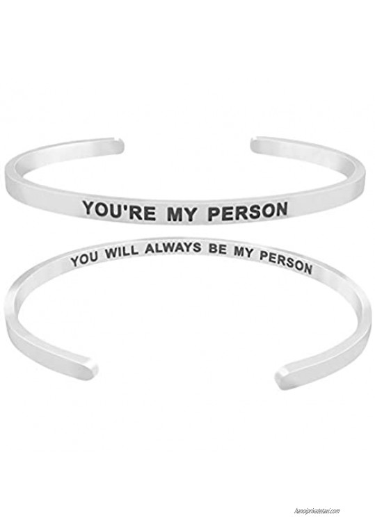 GLAM 'You're My Person You Will Always Be My Person'' Mantra Quote Cuff Bracelet