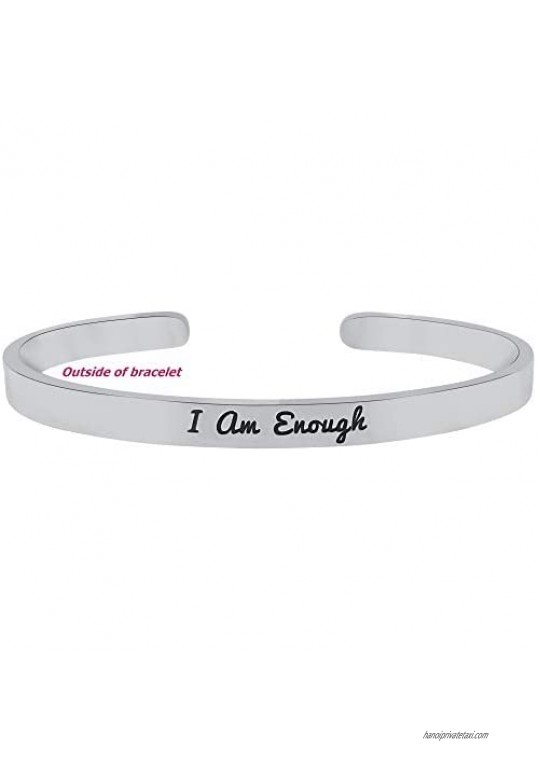 ''I Am Enough F-K Perfection'' Inspirational Mantra Sayings Cuff Band Bracelet Gifts for Women Positive Message Bracelet Encouragement Jewelry Gifts Women's Motivational Gifts