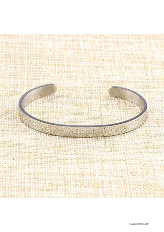 Inspirational Bracelet Cuff Bangle Mantra Quote Keep Going Stainless Steel Engraved Motivational Friend Encouragement Jewelry Gift for Women Teen Girls