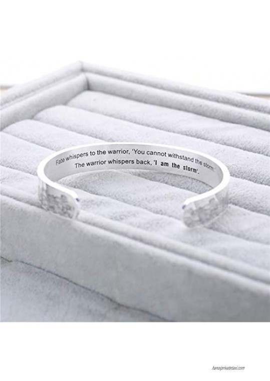 Inspirational Bracelets for Women Daughter I Am The Storm Bracelet Personalized Gift for Her Engraved Mantra Cuff Bangle Birthday Gift Graduation Gifts for Sister Family & Friendship Gift
