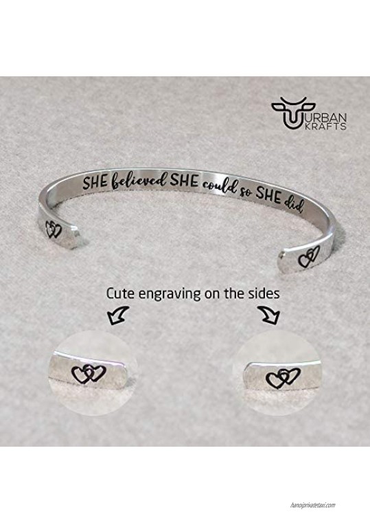Inspirational Cuff Bracelets for Women Friend Sister Mom Grandma Stainless Steel with Gift Box