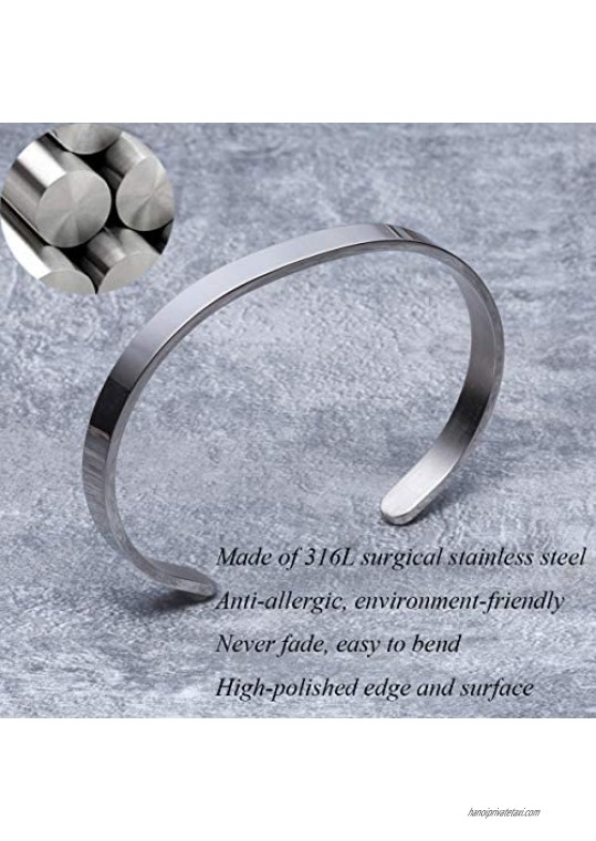 Inspirational Jewelry for Women Cuff Bangle Bracelets Stainless Steel Gifts Engraved Message