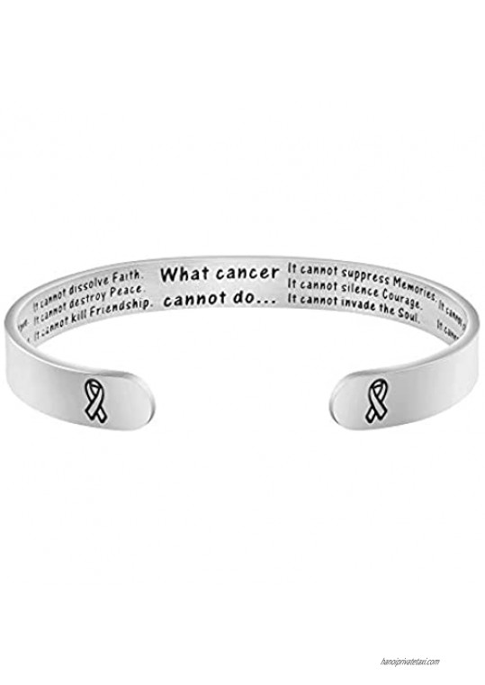 Joycuff Cancer Survivor Bracelets for Women Gifts for Friend Encouragement Motivational Engraved Mantra Cuff Bangle Inspirational Jewelry Gift for BBF Her