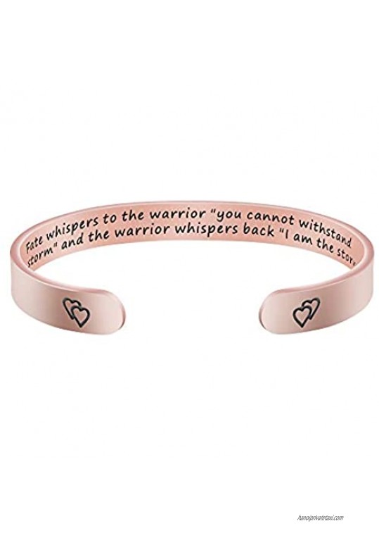 Joycuff Inspirational Bracelets for Women Motivational Jewelry 18K Rose Gold Monogrammed Mantra Cuff Bangle Hidden Message Stainless Steel Christmas Birthday Friendship Gifts for Her
