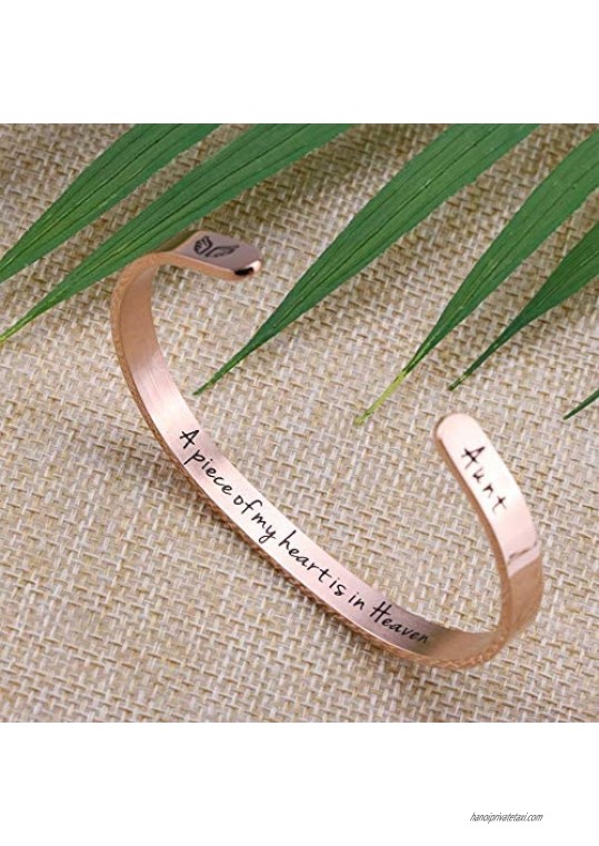 Joycuff Memorial Gift for Loss of Mom Dad Grandma Grandpa Son Sister Husband Brother Personalized Sympathy Inspirational Rose Gold Bracelet Bereavement Cuff Remembrance Bangle