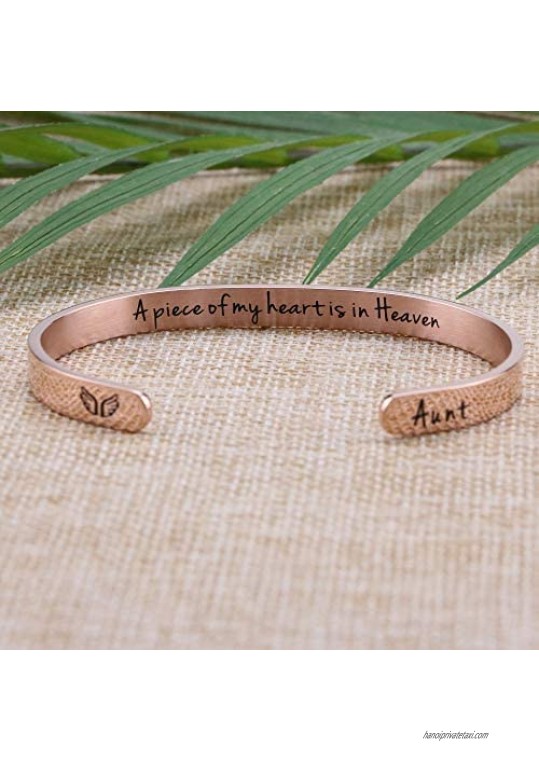 Joycuff Memorial Gift for Loss of Mom Dad Grandma Grandpa Son Sister Husband Brother Personalized Sympathy Inspirational Rose Gold Bracelet Bereavement Cuff Remembrance Bangle
