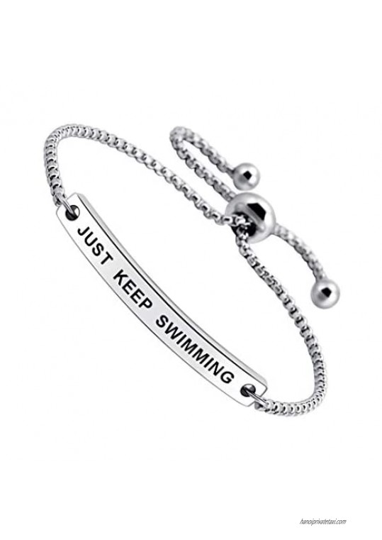 Just Keep Swimming Inspirational Cuff Expandable Bracelet Motivational Jewellery Amazing Gift