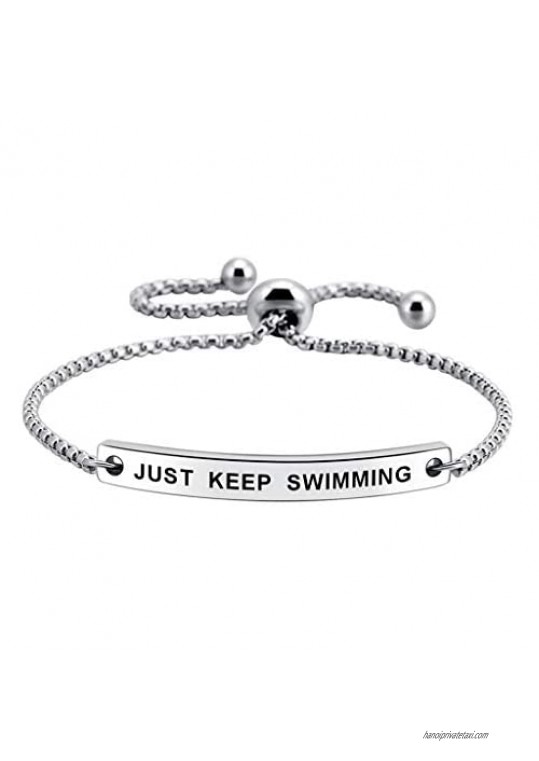 Just Keep Swimming Inspirational Cuff Expandable Bracelet Motivational Jewellery Amazing Gift