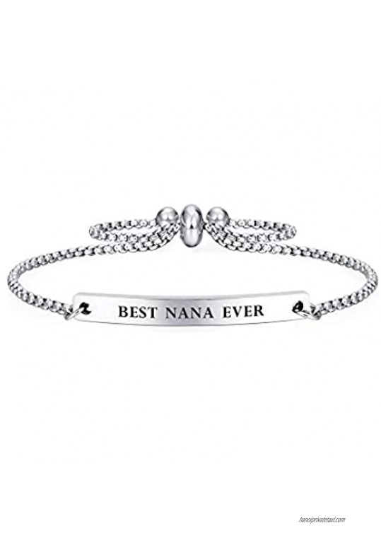Kisseason Best Family Ever Gift Bracelet for Women Mantra Jewelry