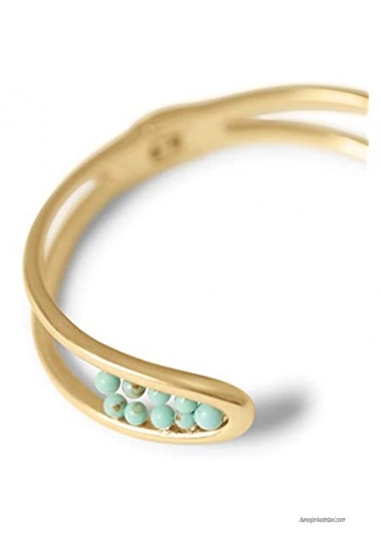 Lucky Brand Turquoise Arc Beaded Hinge Cuff Bracelet Gold