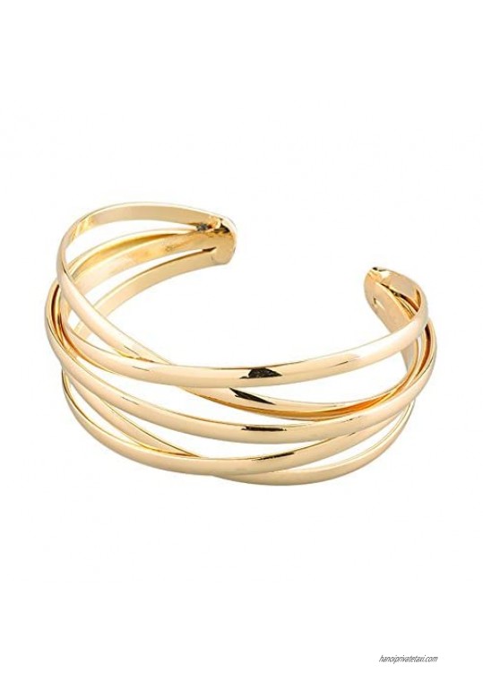 LuckyLy Bangle Marvelous Open Cuff Style Bracelet For Women Silver and Gold One Size Fits All