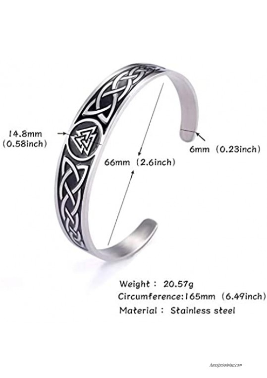 LUSSO Celtic Knot Magnetic Therapy Bracelet Stainless Steel Cuff Bangle Vintage Symbol Norse Amulet Health Care Jewelry for Women Men
