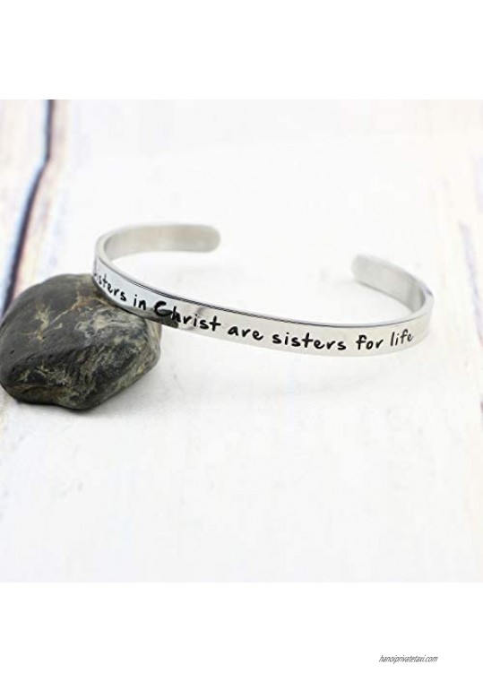 MEMGIFT Sister Bracelet Personalized for Best Friend Mantra Cuff Bangle Stainless Steel Jewelry Message Engraved