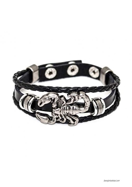 Mgutillart Punk Alloy Buckle Bracelet Animal Scorpion Leather Bracelet