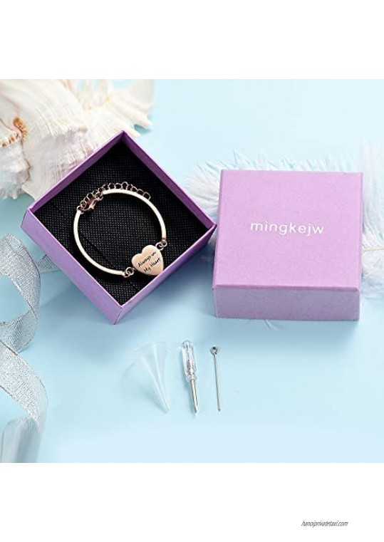Mingkejw Cremation Urn Bracelet for Ashes for Women Stainless Steel Heart Urn Cuff Bracelet Cremation Keepsake Jewelry for Ashes