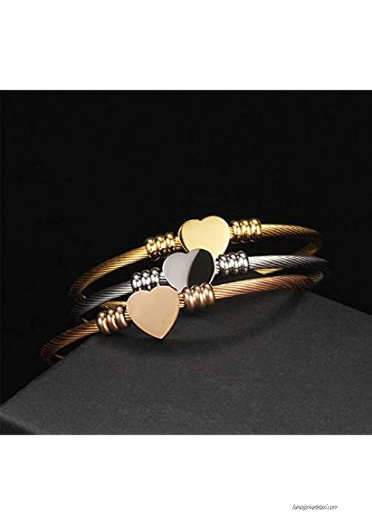 MiniJewelry Heart Bracelet for Women Girls Stainless Steel Cuff Bracelet Friendship Bracelets BFF Adjustable Gold Cuff Silver Cuff Rose Gold Cuff