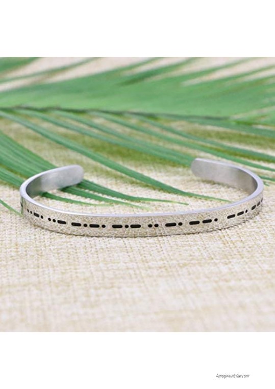 Morse Code Bracelets for Women Inspirational Mantra Cuff Bangle Friend Encouragement Gifts for Her BBF