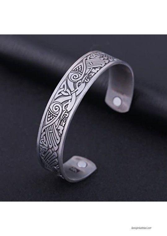My Shape Health Care Magnetic Bracelet Viking Raven Cuff Bangle Irish Knotwork Birds Talisman Pagan Jewelry