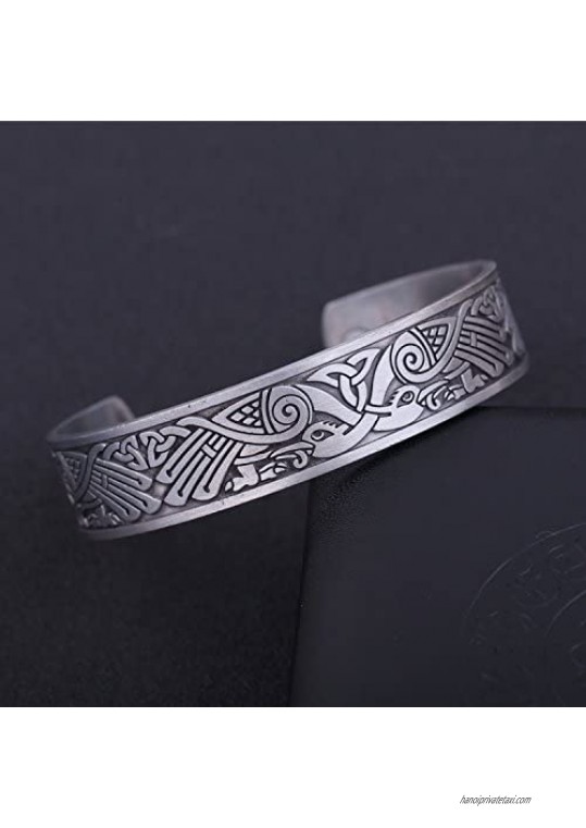 My Shape Health Care Magnetic Bracelet Viking Raven Cuff Bangle Irish Knotwork Birds Talisman Pagan Jewelry