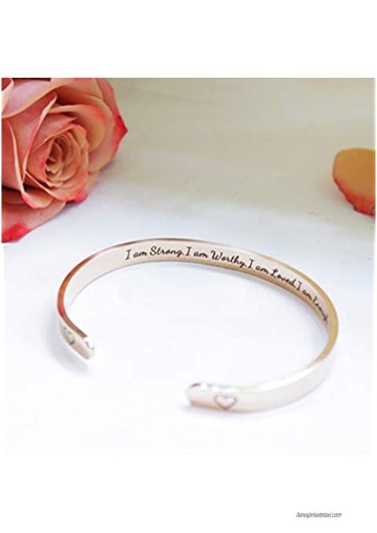 RENYILIN Rose Gold Cuff Bangle Bracelet Stainless Steel Inspiring Jewelry for Women and Girls