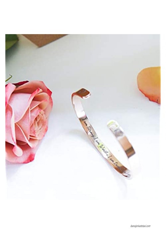 RENYILIN Rose Gold Cuff Bangle Bracelet Stainless Steel Inspiring Jewelry for Women and Girls