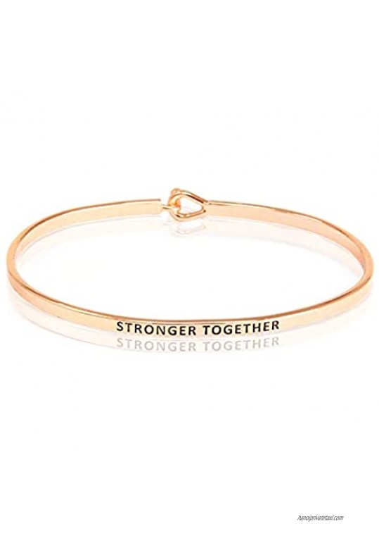 SM Inspirational Positive Message Engraved Thin Cuff Bangle Bracelets for Women