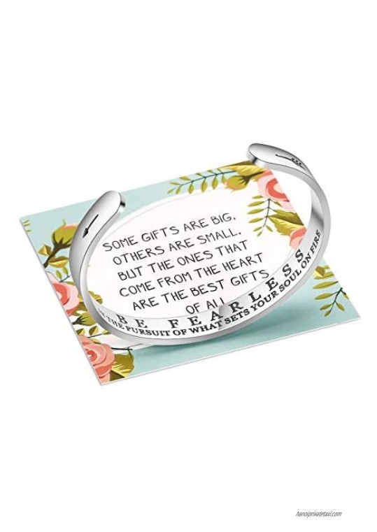 THEMEROL Inspirational Cuff Bangle Bracelet for Women Personalized Stainless Steel Mantra Quote Engraved Motivational Bracelet Jewelry Gift with Hidden Message for Women Teen Girls Her